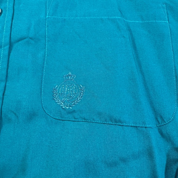VTG 90s Aeropostale Compagnie Generale Teal Embroidered Button Up Men's XL - Picture 2 of 7